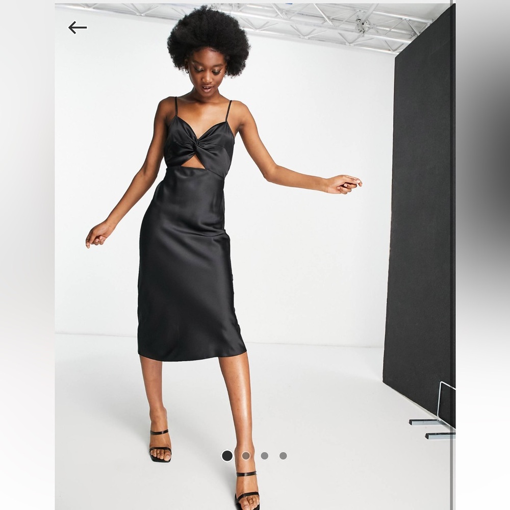 ASOS Miss Selfridge cut out satin slip dress in black